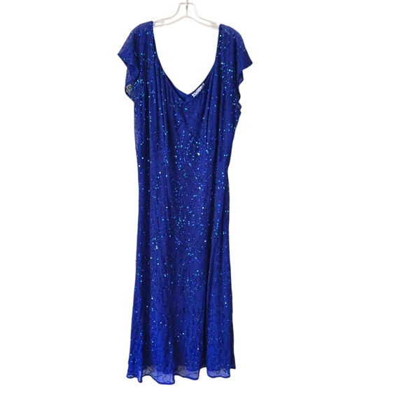 JOANNA HOPE Womens Elegant Blue Sequin Dress Size 24 Embellished Glam - Picture 3 of 12